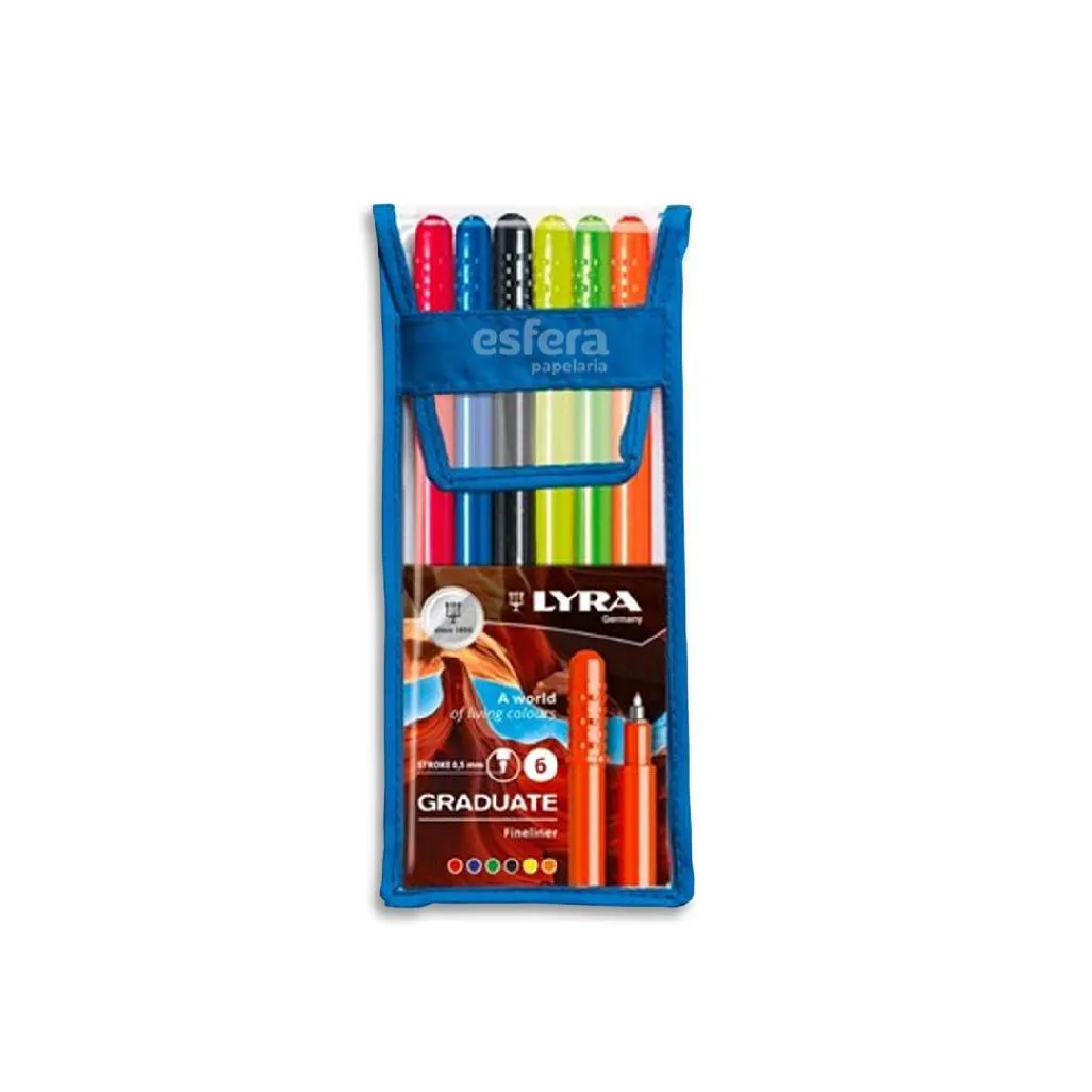 CANETA HIDROGRAFICA FINELINER LYRA GRADUATE ESTOJO 12 CORES