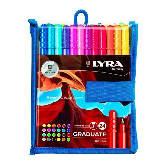 CANETA HIDROGRAFICA FINELINER LYRA GRADUATE ESTOJO 24 CORES