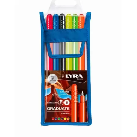 CANETA HIDROGRAFICA FINELINER LYRA GRADUATE ESTOJO 6 CORES