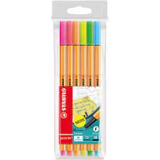 CANETA STABILO POINT 88 FINELINER 0.4MM NEON C/06