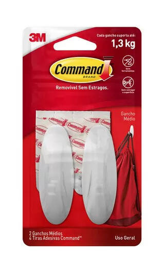 GANCHO PARA USO GERAL COMMAND C/ADESIVO 3M