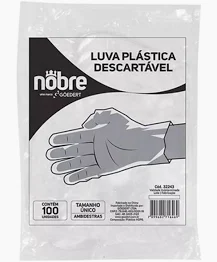 LUVA PLASTICA DESCARTAVEL TAMANHO UNICO NOBRE