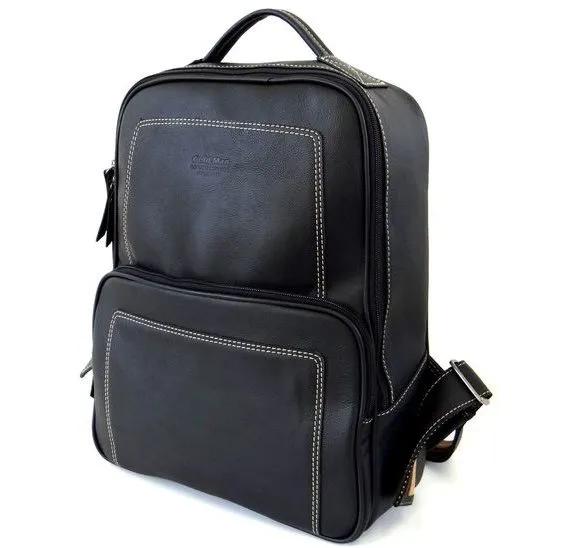 MOCHILA DE COSTAS  COURO PRETA