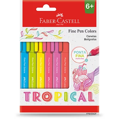 CANETA FINE PEN 6 CORES NEON FABER CASTELL