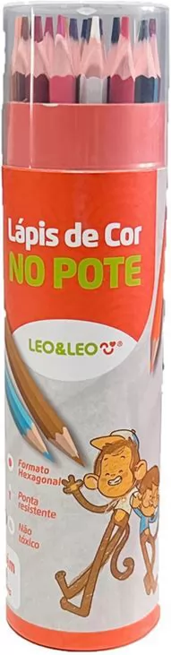LAPIS DE COR NO POTE 24 CORES REDONDO LEOELEO