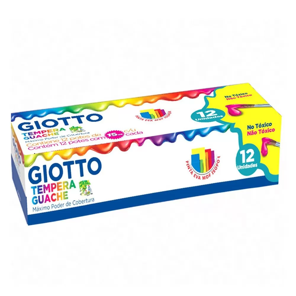 TINTA TEMPERA GUACHE 15ML 12 CORES GIOTTO