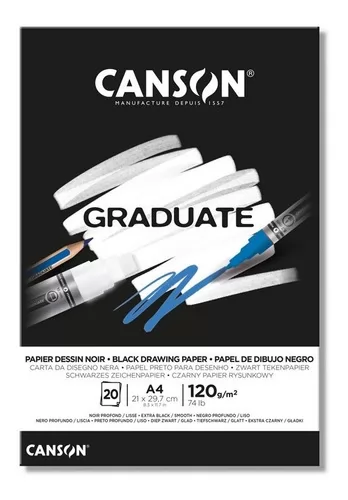 BLOCO GRADUATE DESENHO PRETO 120G A4 20F CANSON