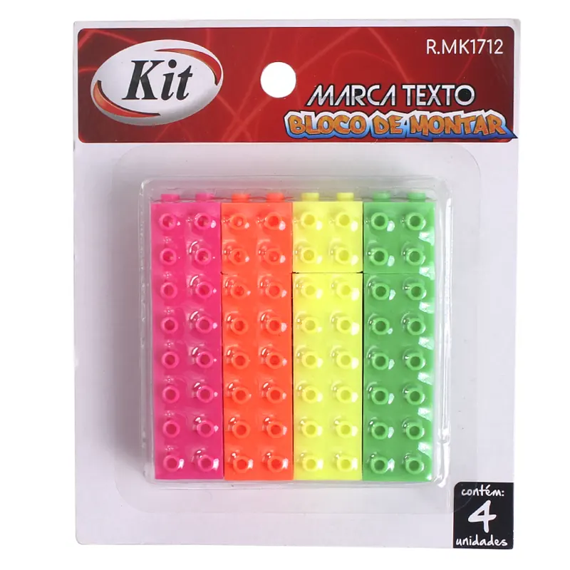 MARCA TEXTO BLOCO DE MONTAR C/4 UNID KIT