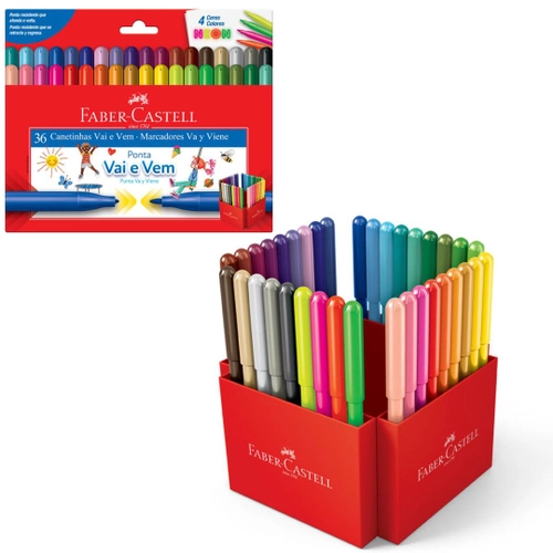 CANETINHAS HIDROCOR VAI E VEM 36 CORES FABER CASTELL