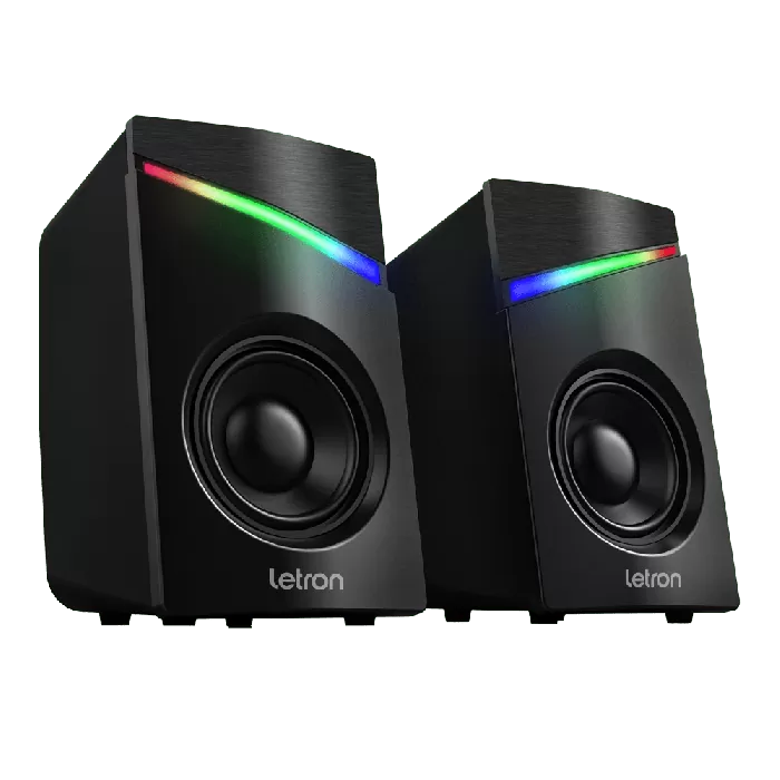 CAIXA DE SOM PC GAMER LIGHT LED RAINBOW 2X3W USB AUX LETRON