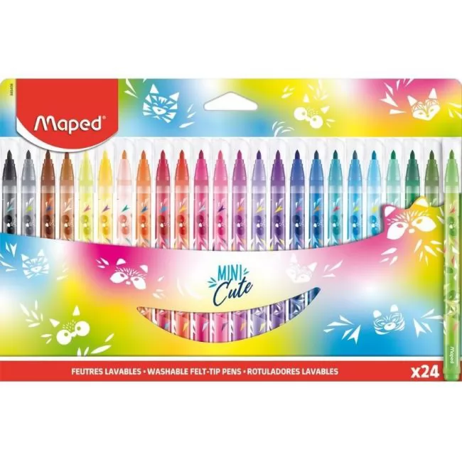 CANETA HIDROGRAFICA MINI CUTE 24 CORES MAPED	