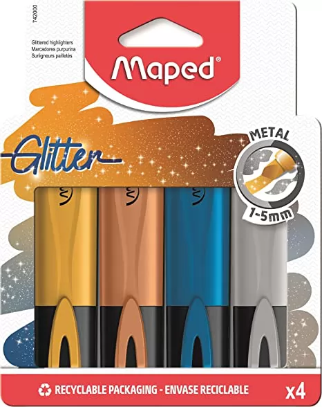 MARCA TEXTO GLITTER METAL C/4 CORES MAPED