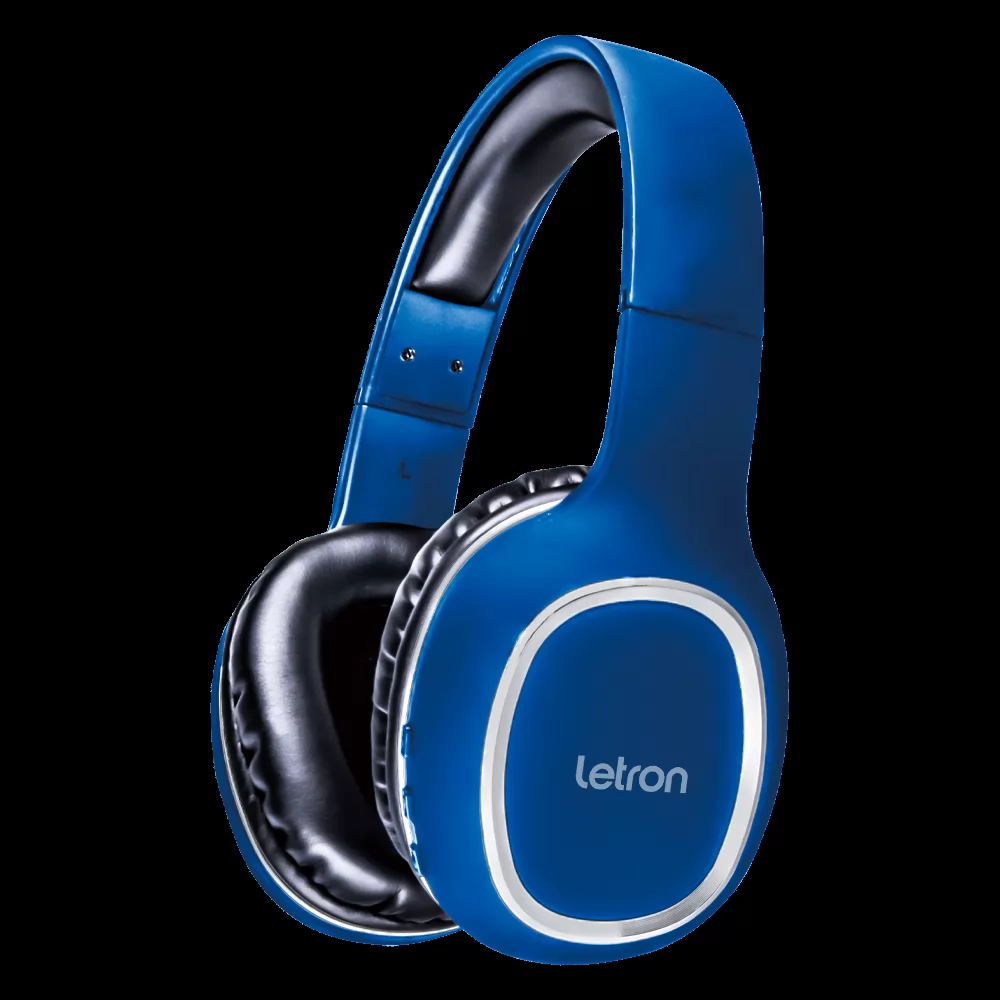 HEADPHONE SEM FIO MOOD PRETO E AZUL STEREO BLUETOOTH DRIVER 40MM LETRON