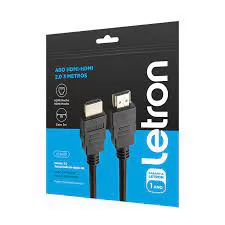 CABO HDMI-HDMI 2.0 5 METROS 4K ULTRA HD MACHO-MACHO PONTA OURO PRETO LETRON