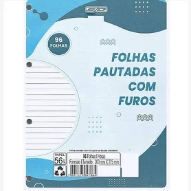 REFIL FICHARIO PAUTADO COM FUROS 96FOLHAS  SAO DOMINGOS