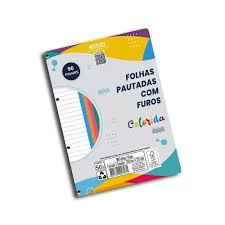 CADERNO ESC C/FUROS 1M 96F COLORIDO SAO DOMINGOS