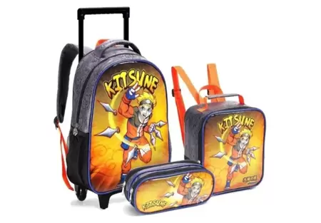 KIT MOCHILA + LANCHEIRA + ESTOJO INFANTIL SEANITE