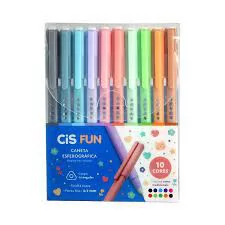 CANETA ESFEROGRAFICA FUN EST C/10 CORES CIS