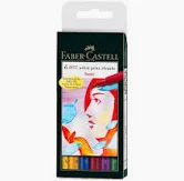 ESTOJO CANETA ART. PITT PINCEL 6 CORES FABER CASTELL