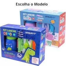 KIT LANCHE GARRAFA PLASTICA 500ML + MARMITA 700ML - CAIXA C/ 1 KIT LEOELEO