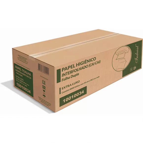 PAPEL HIGIENICO INTERFOLHADO FOLHA DUPLA 10X20 C/8000 FOLHAS KAI-KAI FLAMINGO