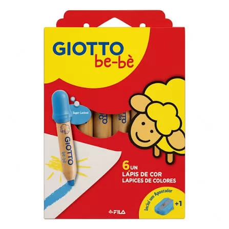 LAPIS DE COR JUMBO BEBE 6 CORES + APONTADOR GIOTTO