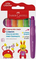 GIZ DE CERA SUPERMACIO NEON L.CREATIVES 6 CORES FABER CASTELL