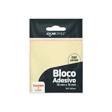 BLOCO ADESIVO AMARELO PASTEL 76MMX76MM C/100F JOCAR OFFICE