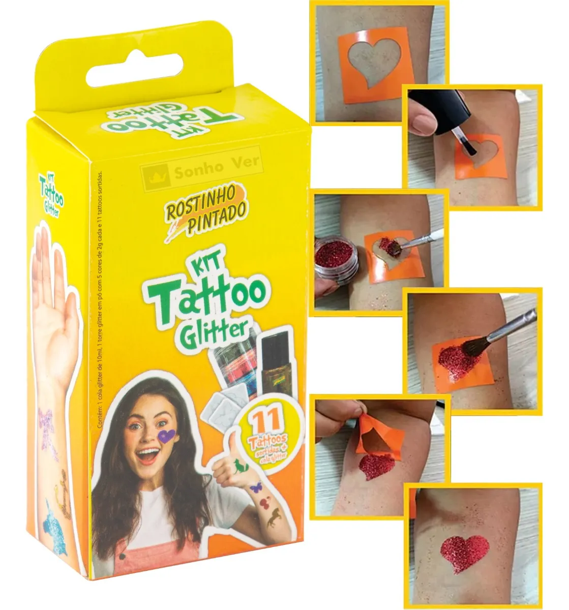 KIT TATTO GLITTER ROSTINHO PINTADO