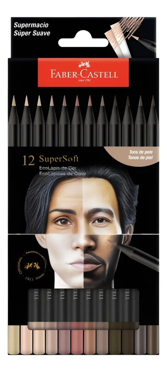 ECOLÁPIS DE COR TONS DE PELE 12 CORES FABER CASTELL