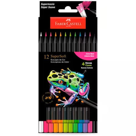 ECOLÁPIS DE COR SUPERSOFT NEON 12 CORES FABER CASTELL