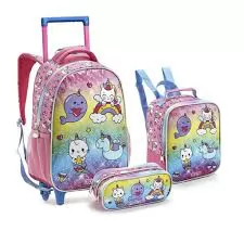 KIT MOCHILA RODINHAS LANCHEIRA E ESTOJO ZOOP SEANITE