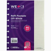 REFIL PAUTADO OFFWHITE MEDIO 90G C/50 FOLHAS CADERNO INTELIGENTE