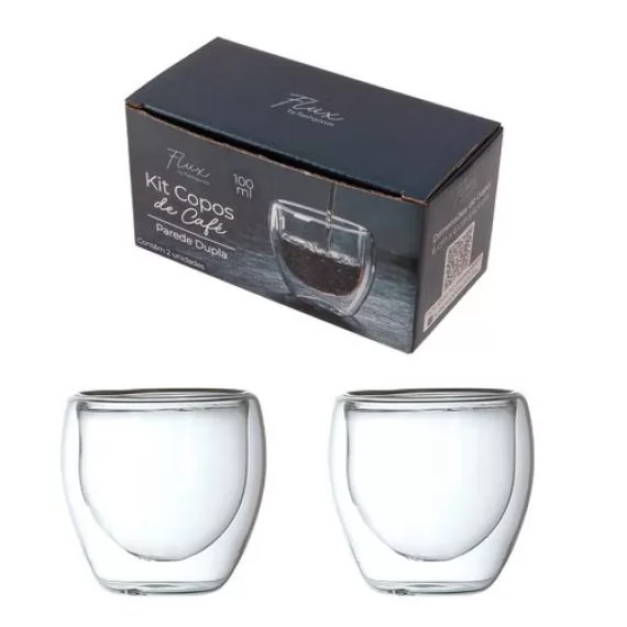 COPO PAREDE DUPLA 2 PCS VIDRO 100 ML FLASHGOODS