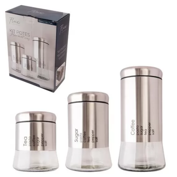 PORTA CONDIMENTOS 750ML 1,2L 1,4L KIT 3PCS VIDRO FLASHGOODS