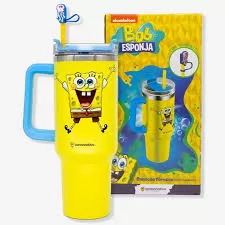 CANECAO TUMBLER C/PINGENTE 1,15LT BOB ESPONJA PILLOWTEX