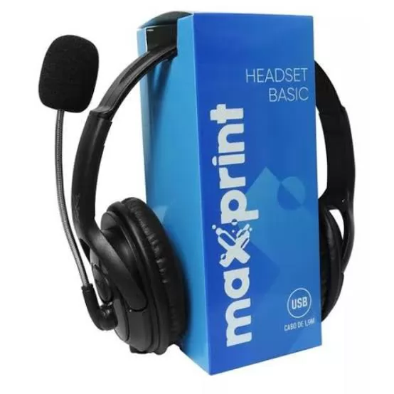 HEADSET BASIC USB 2.0 PRETO MAXPRINT