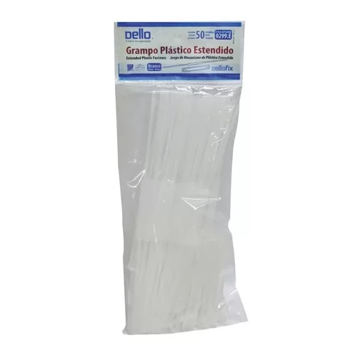 GRAMPO TRILHO PLASTICO C/50UN HASTE LONGA DELLOFIX
