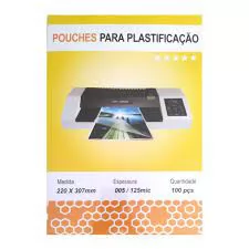 PLASTICO PARA PLASTIFICACAO 220MMX307MM A4 C/100 UNIDADES 125 MICRAS JC