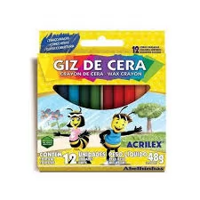 GIZ DE CERA LONGO 12 CORES 48G ACRILEX