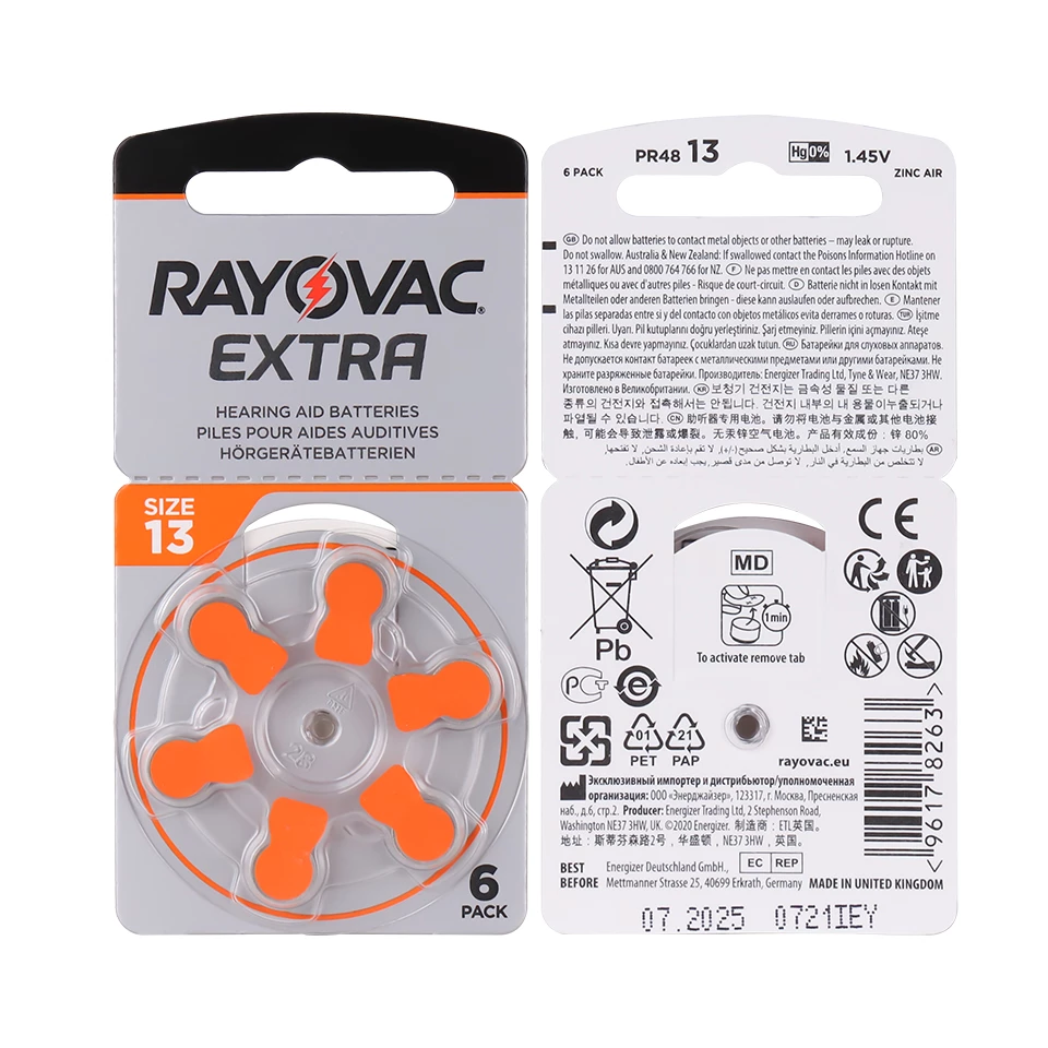 PILHA BOTAO AUDITIVA L13 1,45V RAYOVAC