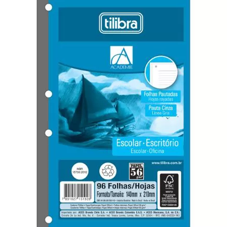 CADERNO PARA FICHÁRIO 1/4 96FL TILIBRA BRANCO