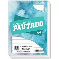 CADERNO PAUTADO A4 25 FOLHAS - PAUTA BRANCA
