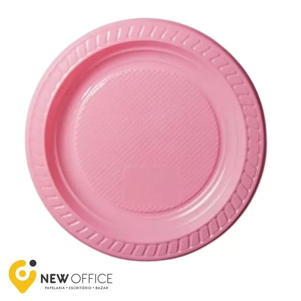 PRATO PLÁSTICO DESCARTAVEL FESTINHA ROSA 15CM  - COPOBRAS