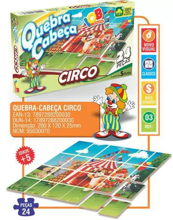 QUEBRA CABEÇA DE MADEIRA CIRCO