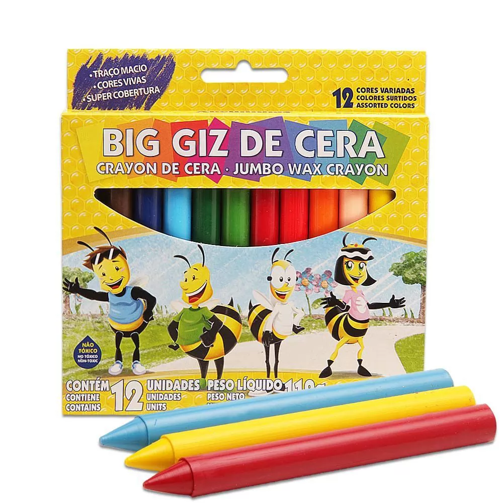 GIZ CERA LONGO GROSSO REDONDO 12 CORES ACRILEX BIG