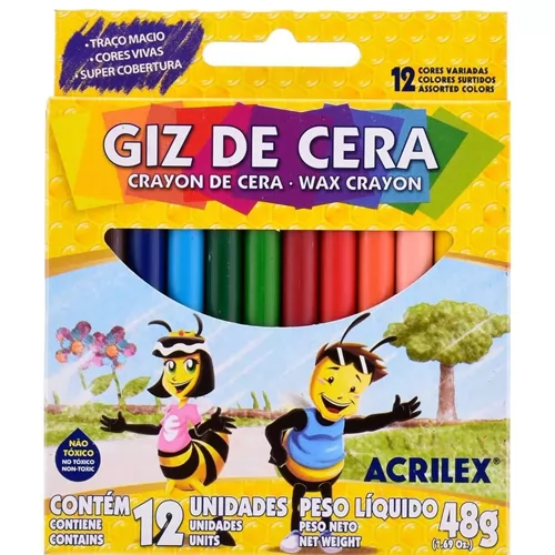 GIZ CERA MÉDIO FINO REDONDO 12 CORES ACRILEX