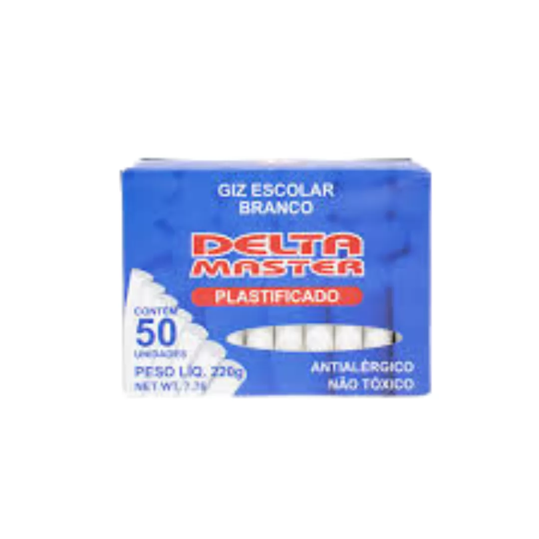 GIZ ESCOLAR C/ 50UN PLASTIFICADO BRANCO DELTA