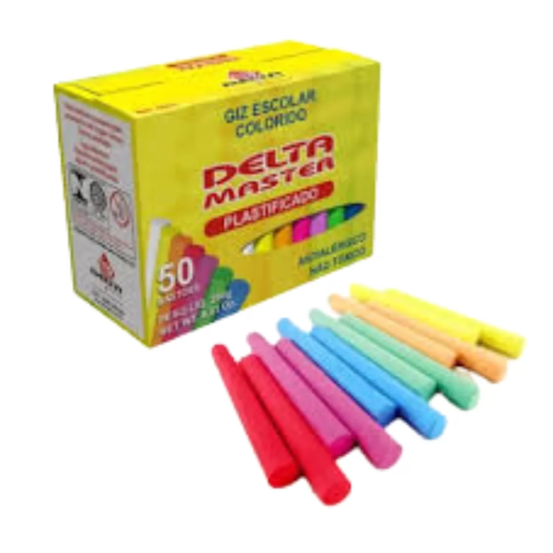 GIZ ESCOLAR C/ 50UN PLASTIFICADO CORES DELTA