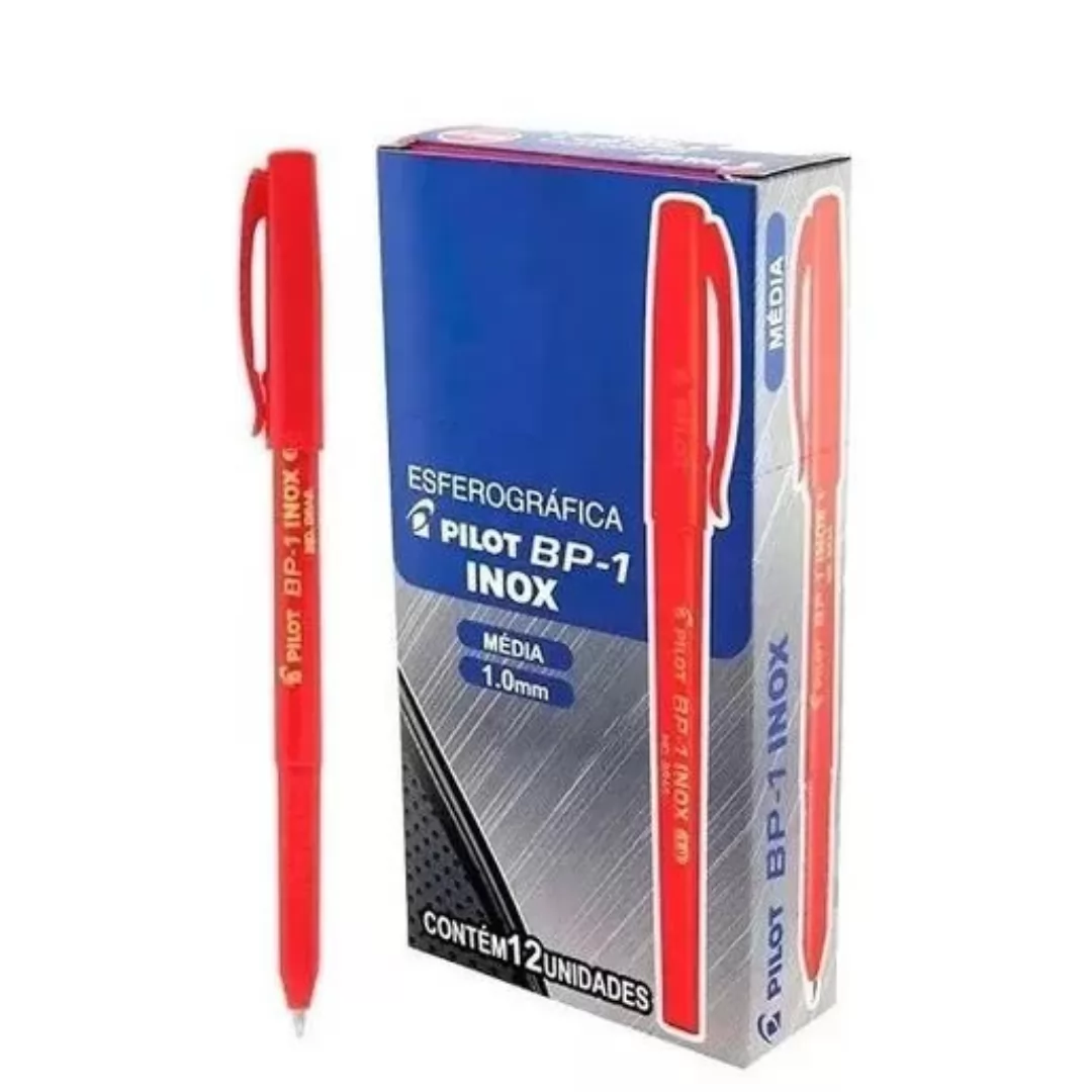 CANETA ESFEROGRÁFICA 1.0MM INOX VERMELHA- PILOT